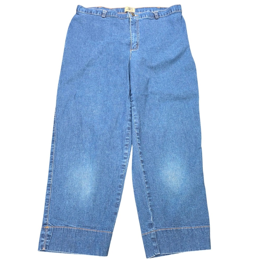 Vintage Rafaella Sport Denim Crop Jeans Women's Size 12 Blue High Rise Wide Leg